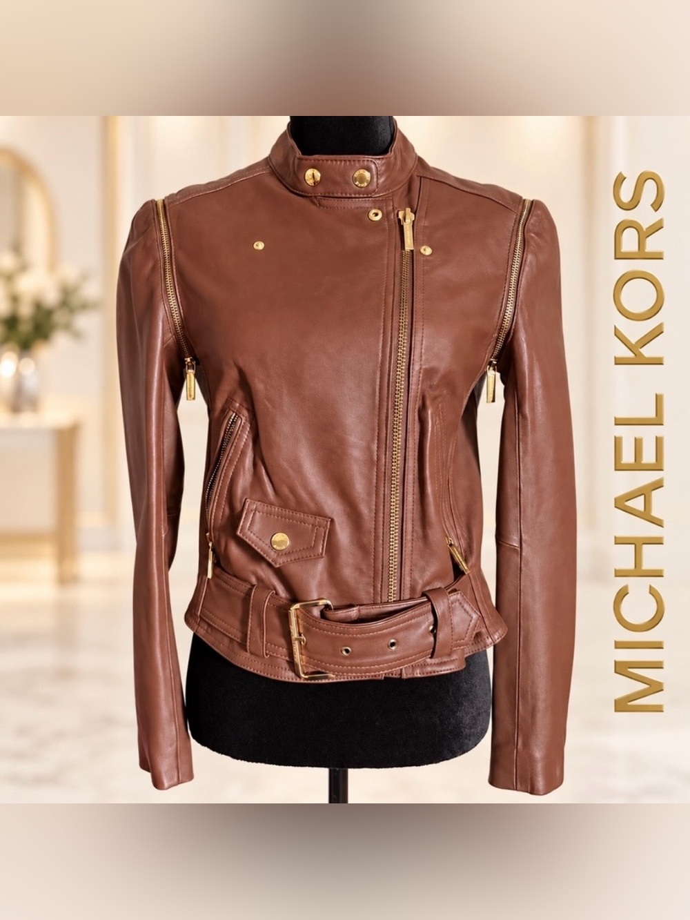 Michael Kors Real Lamb Leather Women’s Jacket Convertible Vest NWOT